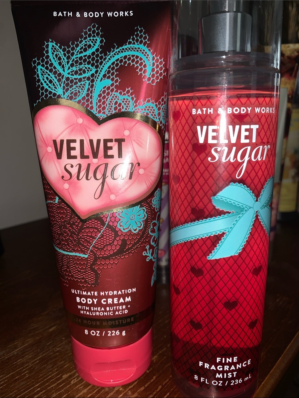 Bath & Body Works Velvet Sugar Body Cream & Fragrance Mist - Red & Pink